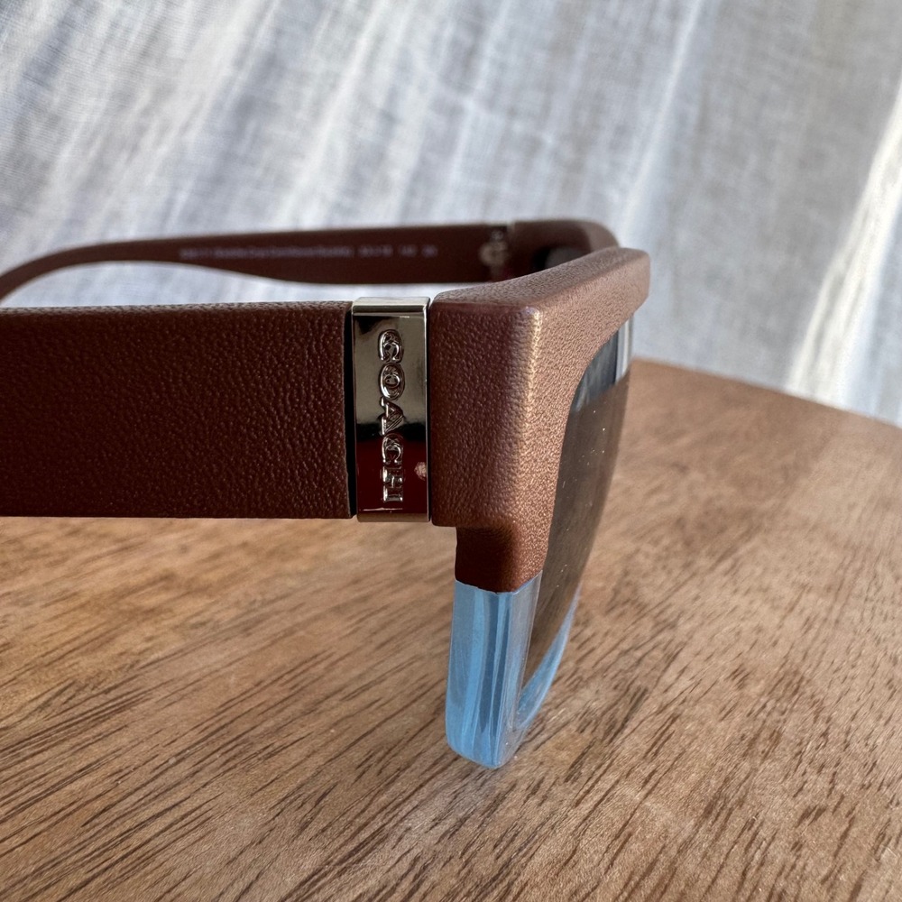 Coach Sunglasses 75th Anniversary Brown Leather Cornflower Blue With Case L159 - Picture 2 of 9